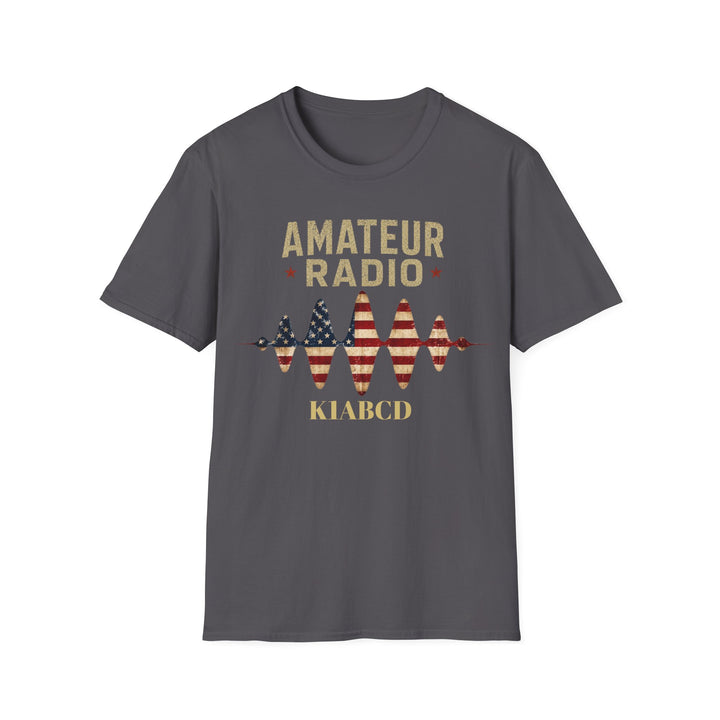 Personalized Ham Radio USA Flag T-Shirt with Custom Callsign | Amateur Radio Shirt