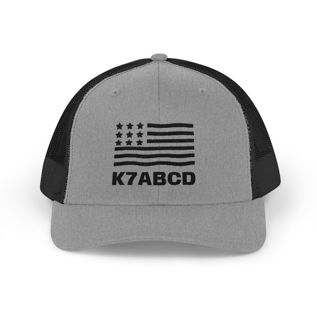 Personalized Ham Radio Call Sign Trucker Hat – Embroidered American Flag Amateur Radio Cap