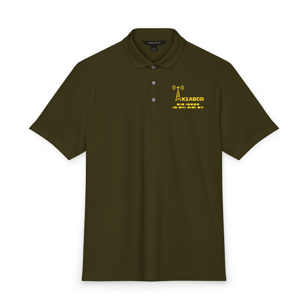 Personalized Ham Radio Polo Shirt with Custom Callsign &amp; Morse Code Embroidery