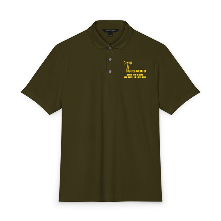 Personalized Ham Radio Polo Shirt with Custom Callsign &amp; Morse Code Embroidery
