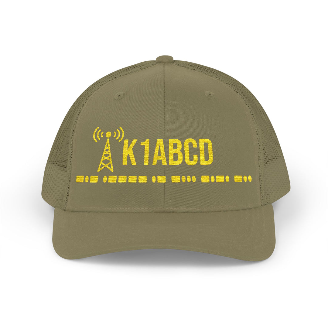 Premium Richardson 112 Ham Radio Trucker Hat with Personalized Callsign &amp; Morse Code Embroidery