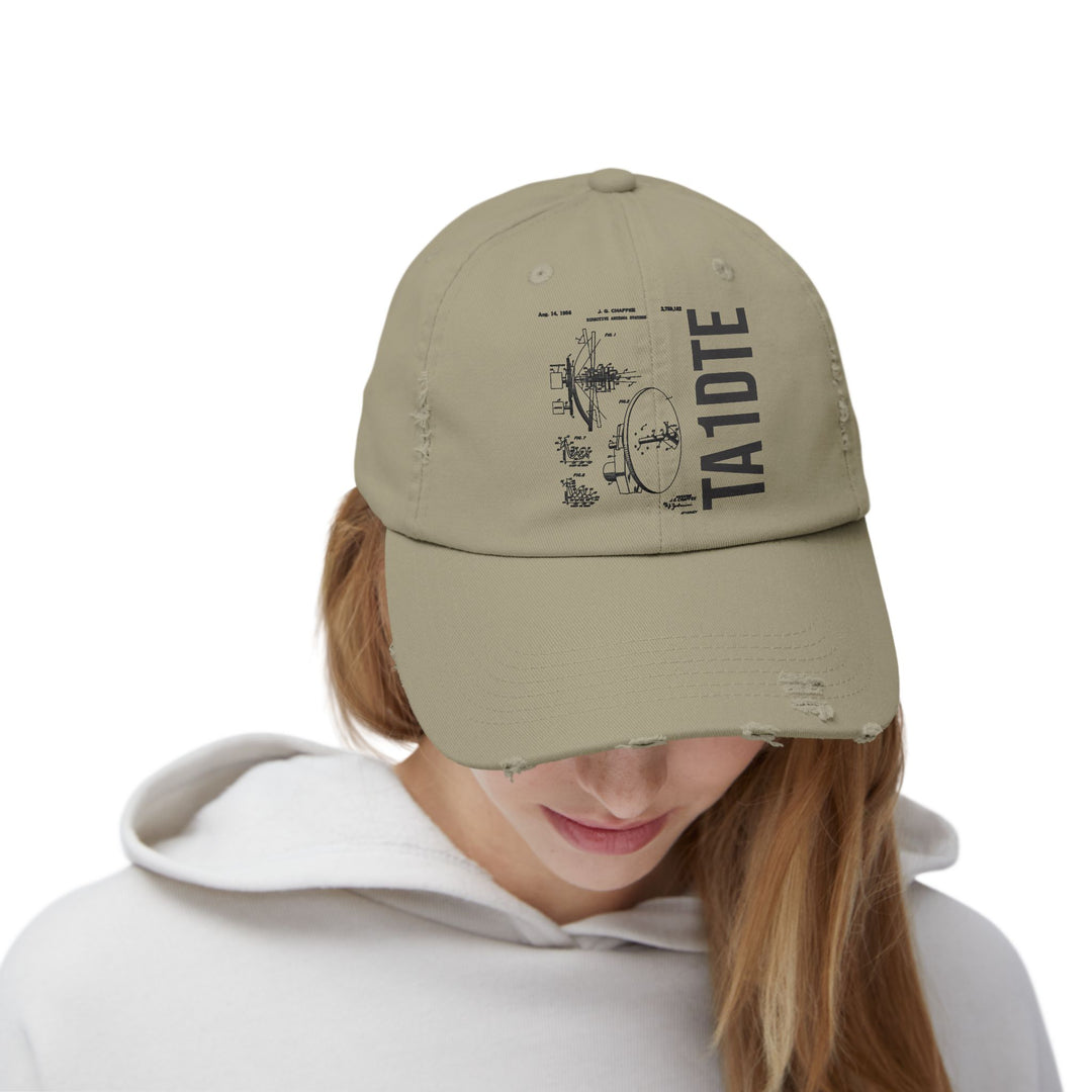 Personalized Vintage Ham Radio Distressed Cap | Custom Callsign Antenna Blueprint Hat