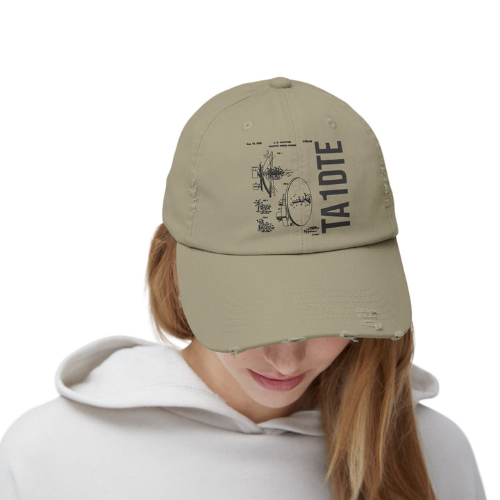 Personalized Vintage Ham Radio Distressed Cap | Custom Callsign Antenna Blueprint Hat