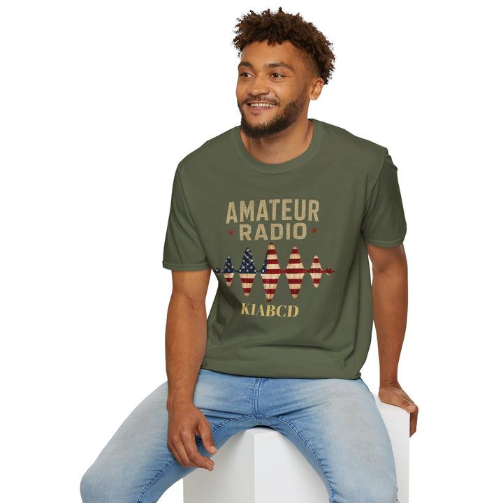 Personalized Ham Radio USA Flag T-Shirt with Custom Callsign | Amateur Radio Shirt