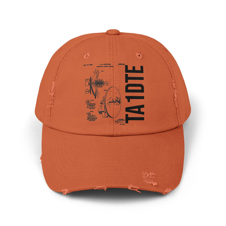 Personalized Vintage Ham Radio Distressed Cap | Custom Callsign Antenna Blueprint Hat
