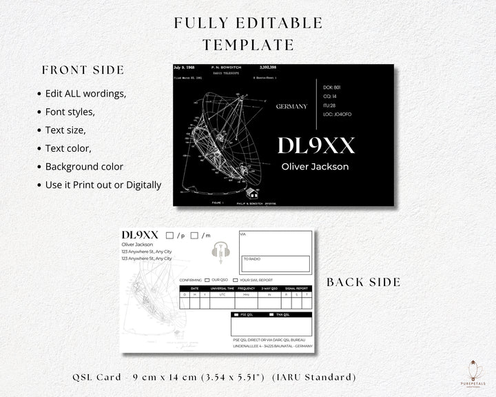 Ham Radio QSL Card Template - Custom ID Cards for Amateur Radio Operators | Bilmiss Paperie-002