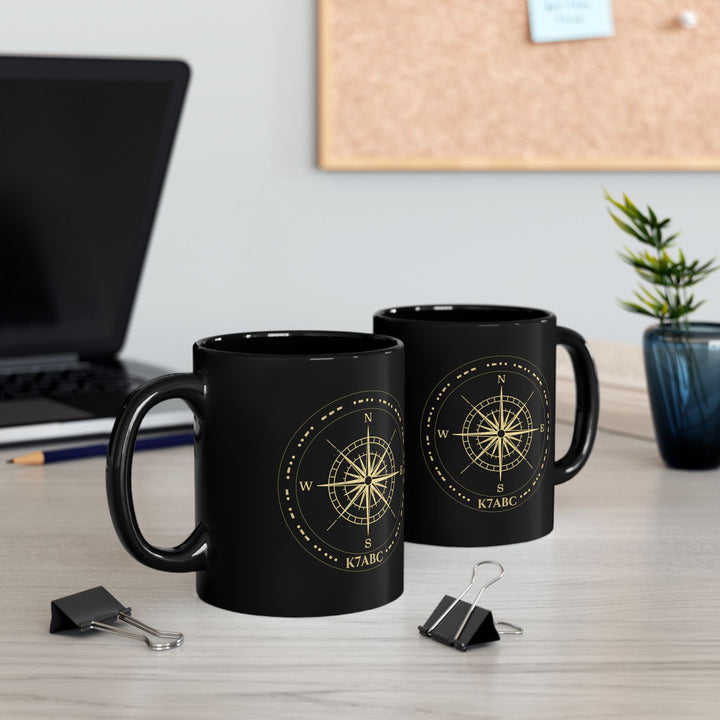 Personalized Morse Code Compass Ham Radio Mug | Custom Callsign Coffee Cup