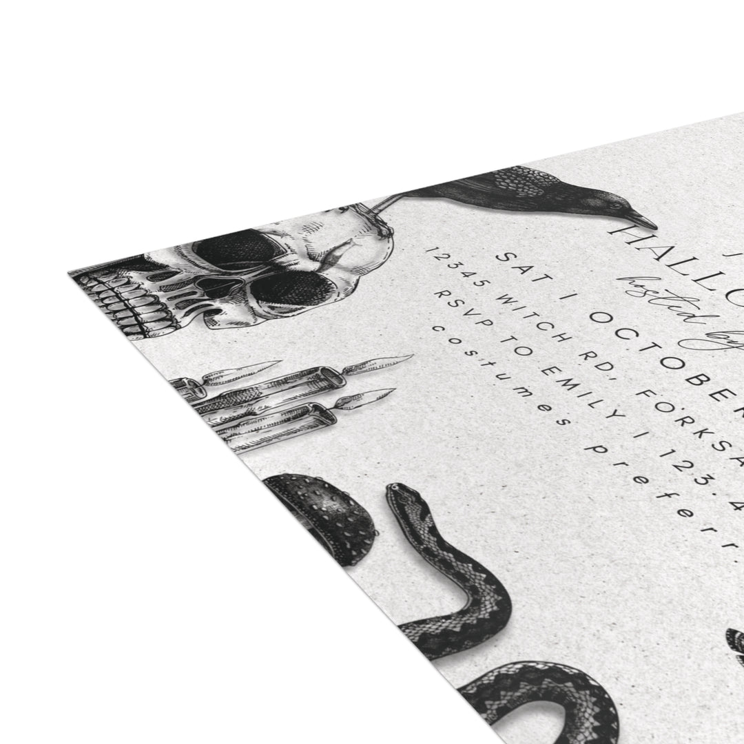 Vintage Halloween Party Invitation – Personalized Skull Invite, Custom Printed Cards