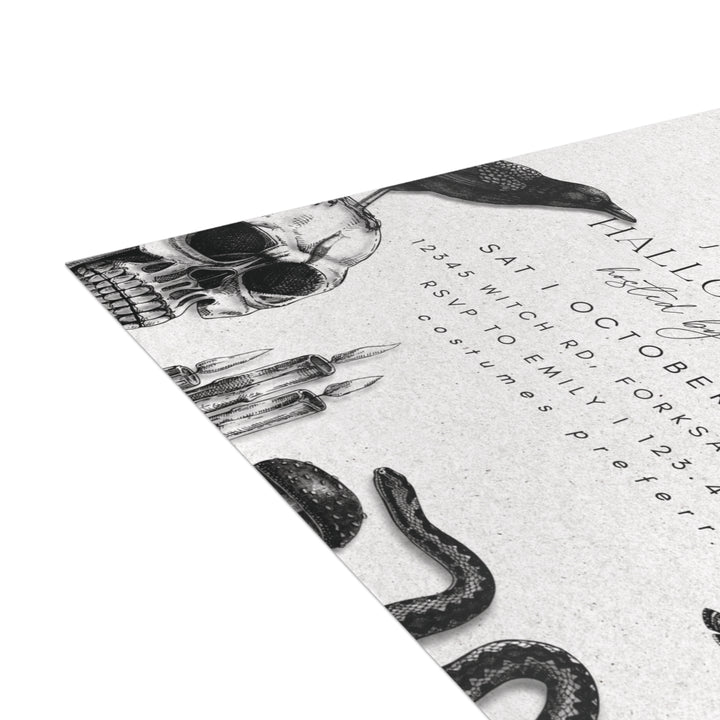 Vintage Halloween Party Invitation – Personalized Skull Invite, Custom Printed Cards