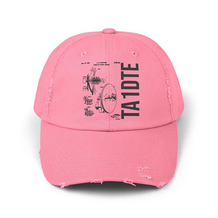 Personalized Vintage Ham Radio Distressed Cap | Custom Callsign Antenna Blueprint Hat