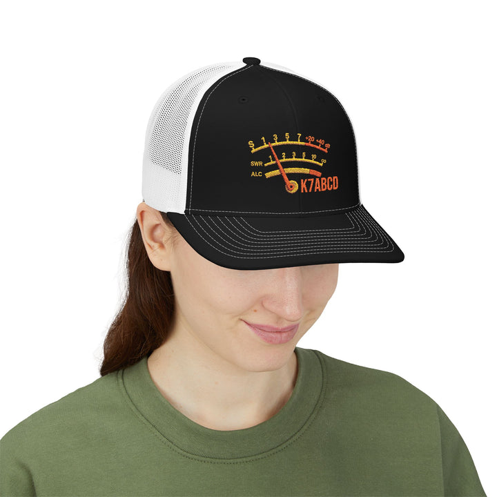 Personalized Ham Radio S-Meter Hat – Custom Embroidered Callsign Trucker Cap