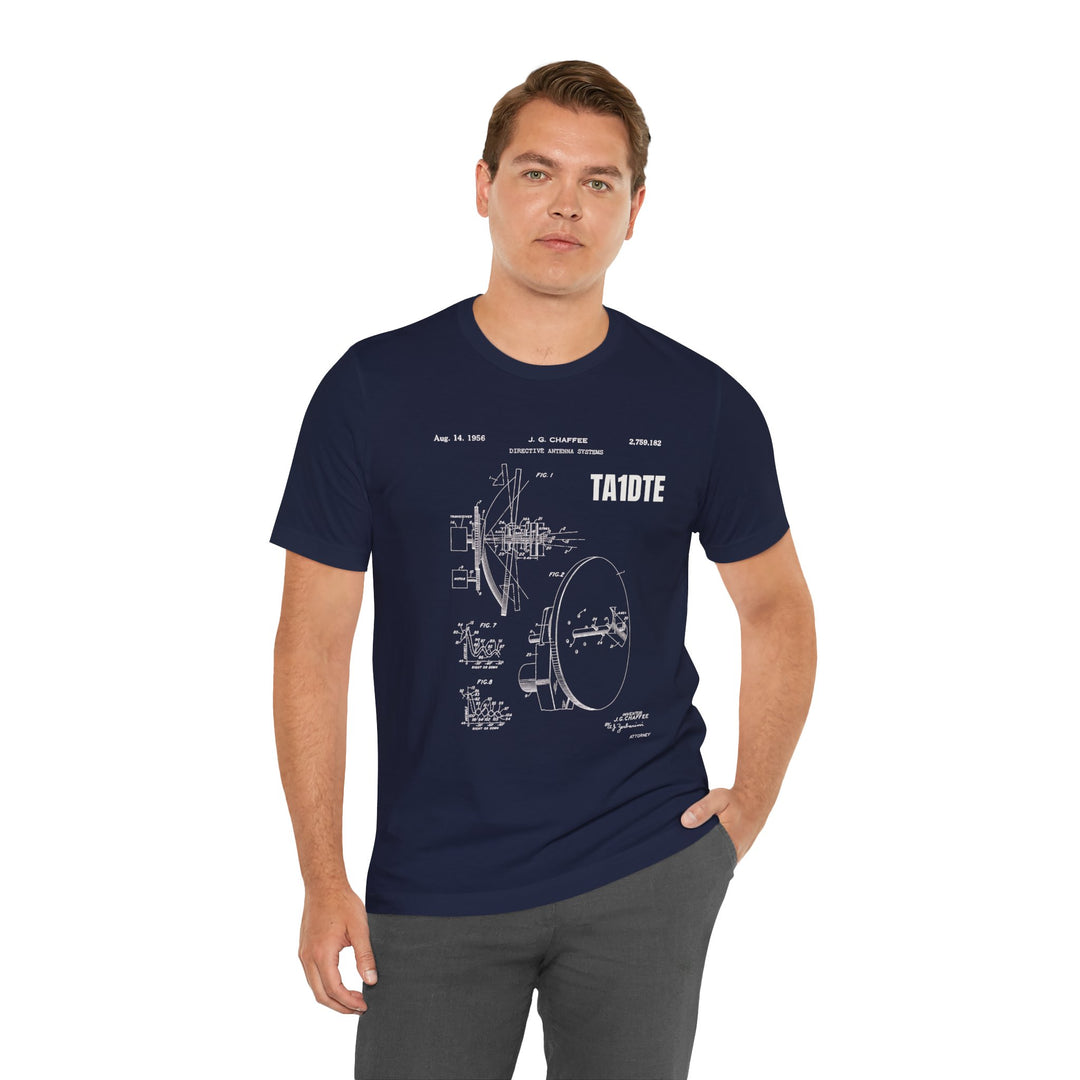 Personalized Ham Radio Antenna Blueprint T-Shirt | Custom Callsign Vintage Engineering Tee