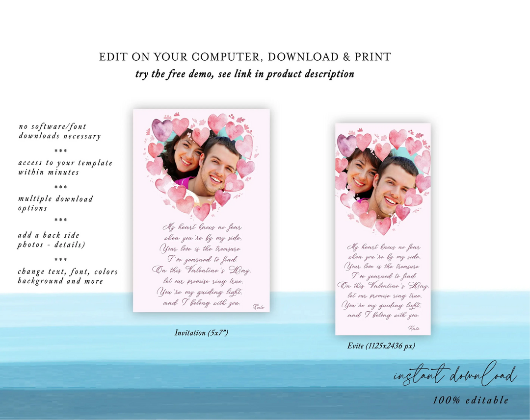 Personalized Valentine’s Day Card | Custom Photo E-Card | Mobile Evite