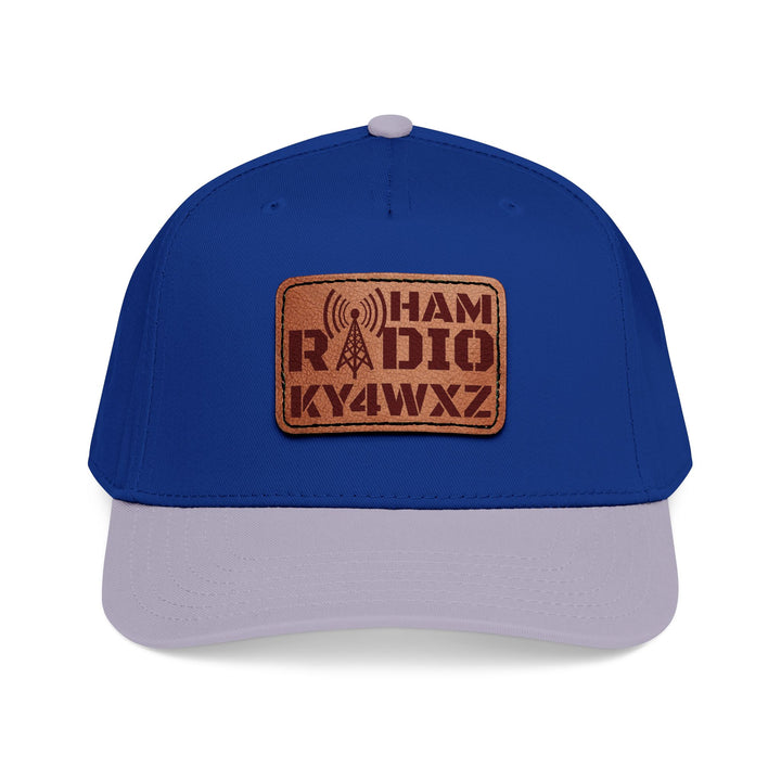 Personalized Ham Radio 5-Panel Cap – Leather Patch Callsign Hat