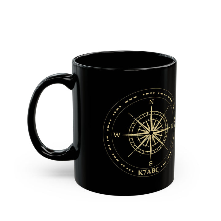 Personalized Morse Code Compass Ham Radio Mug | Custom Callsign Coffee Cup