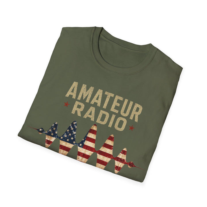 Personalized Ham Radio USA Flag T-Shirt with Custom Callsign | Amateur Radio Shirt