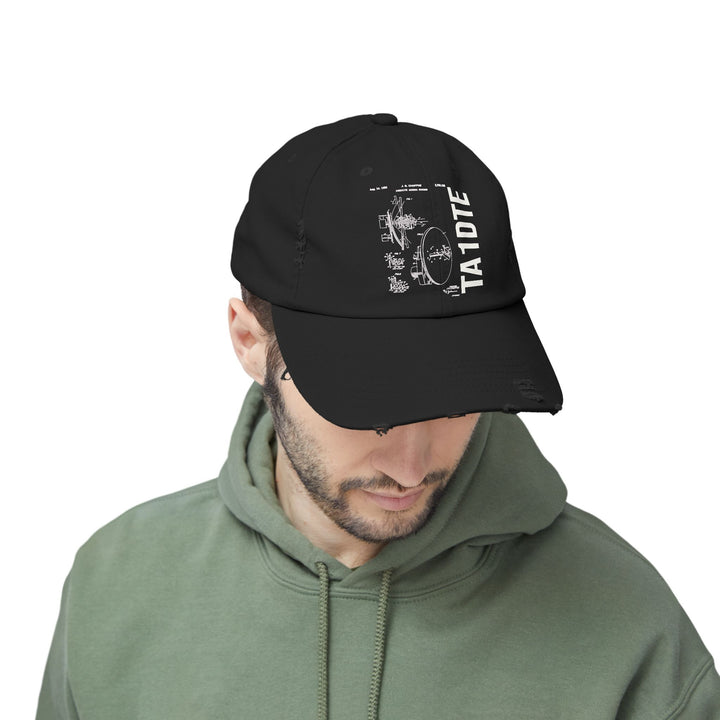 Personalized Vintage Ham Radio Distressed Cap | Custom Callsign Antenna Blueprint Hat