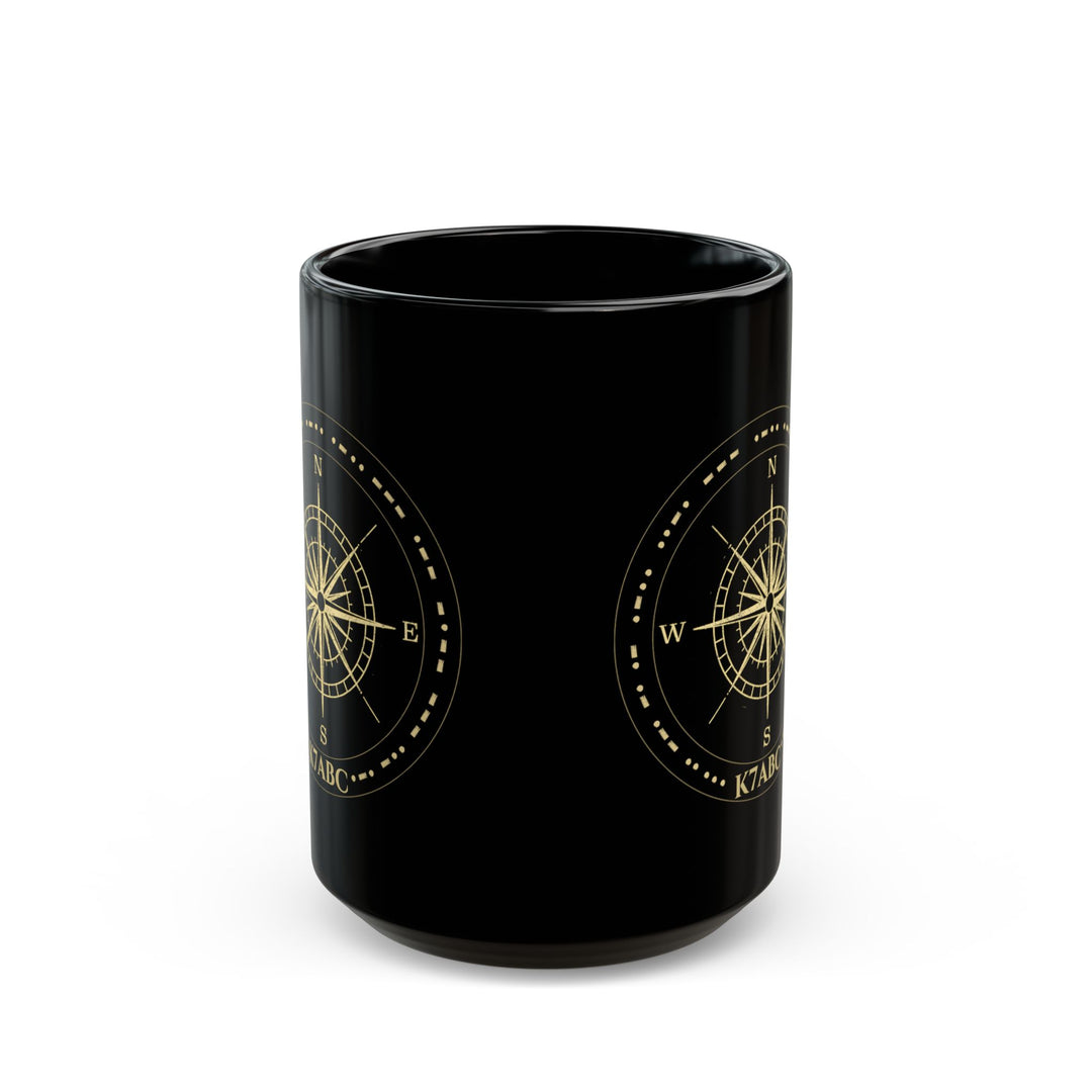 Personalized Morse Code Compass Ham Radio Mug | Custom Callsign Coffee Cup