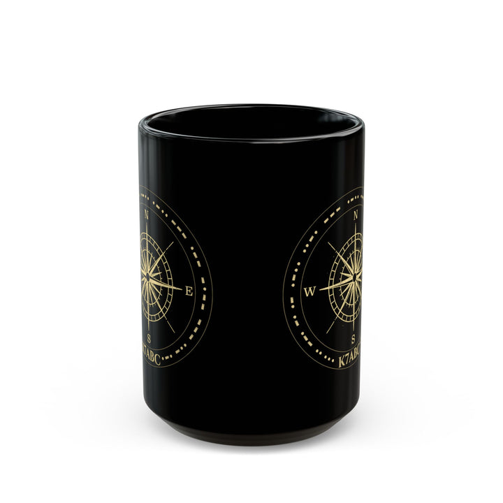 Personalized Morse Code Compass Ham Radio Mug | Custom Callsign Coffee Cup