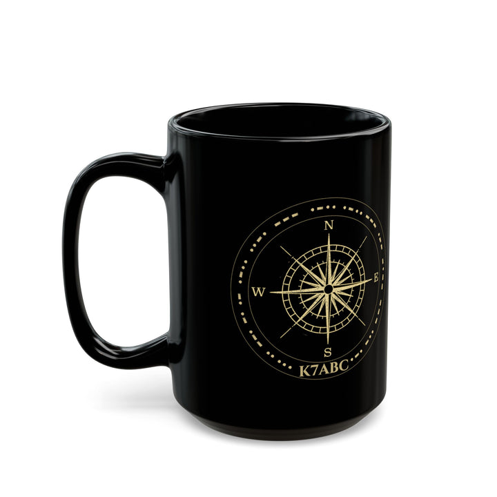 Personalized Morse Code Compass Ham Radio Mug | Custom Callsign Coffee Cup