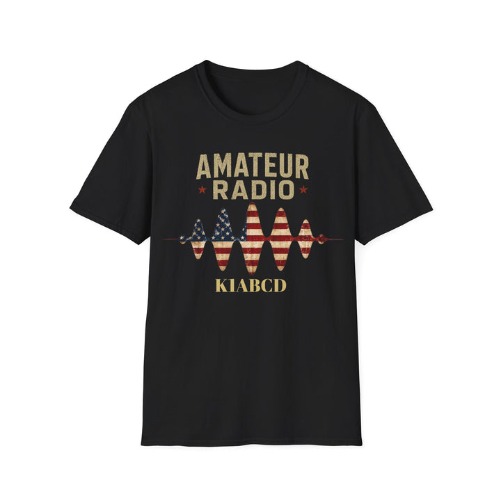 Personalized Ham Radio USA Flag T-Shirt with Custom Callsign | Amateur Radio Shirt