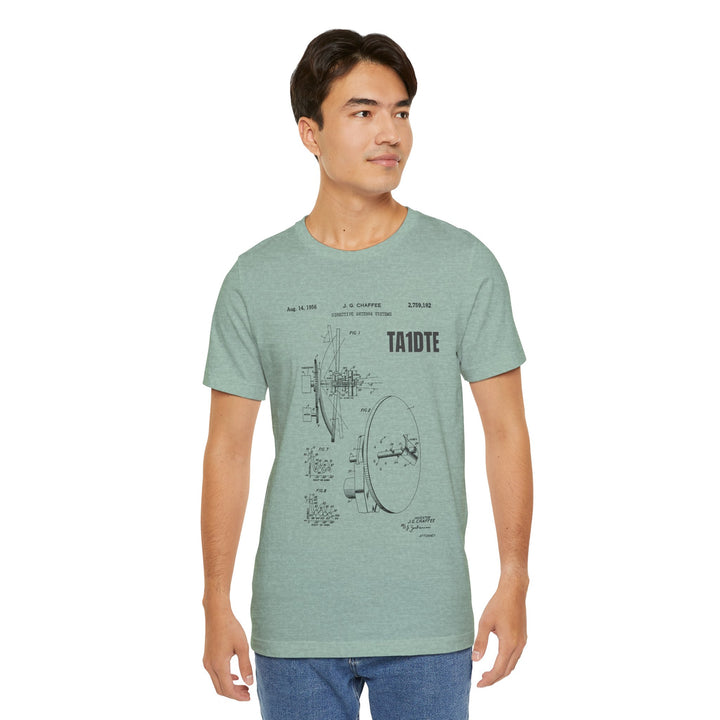 Personalized Ham Radio Antenna Blueprint T-Shirt | Custom Callsign Vintage Engineering Tee