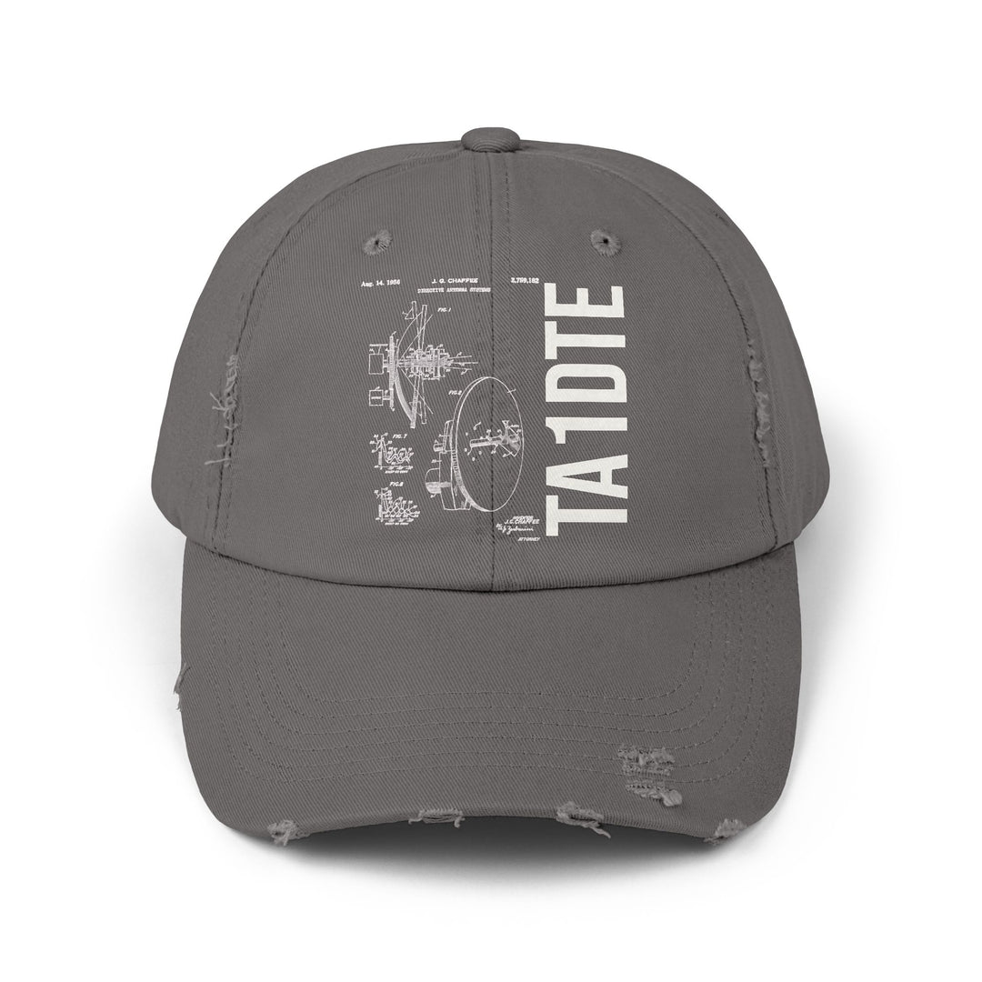 Personalized Vintage Ham Radio Distressed Cap | Custom Callsign Antenna Blueprint Hat
