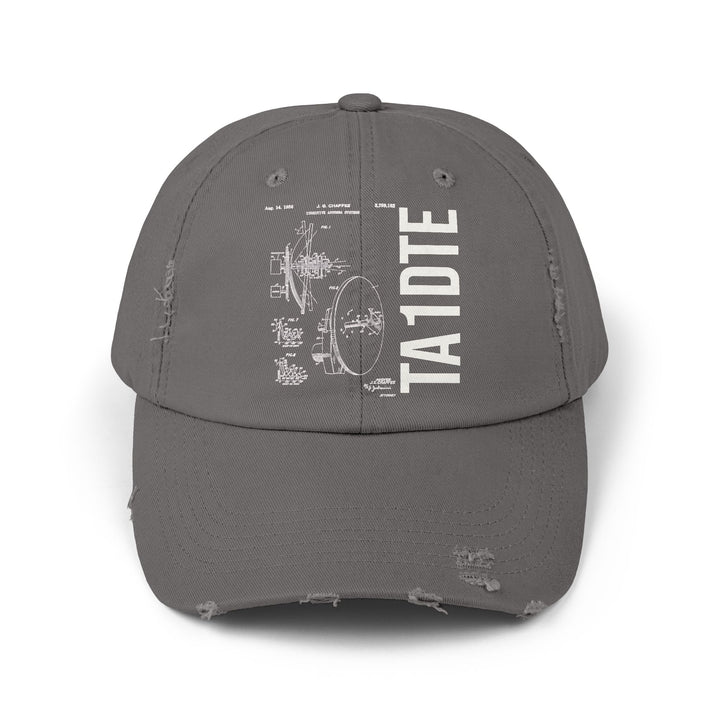 Personalized Vintage Ham Radio Distressed Cap | Custom Callsign Antenna Blueprint Hat
