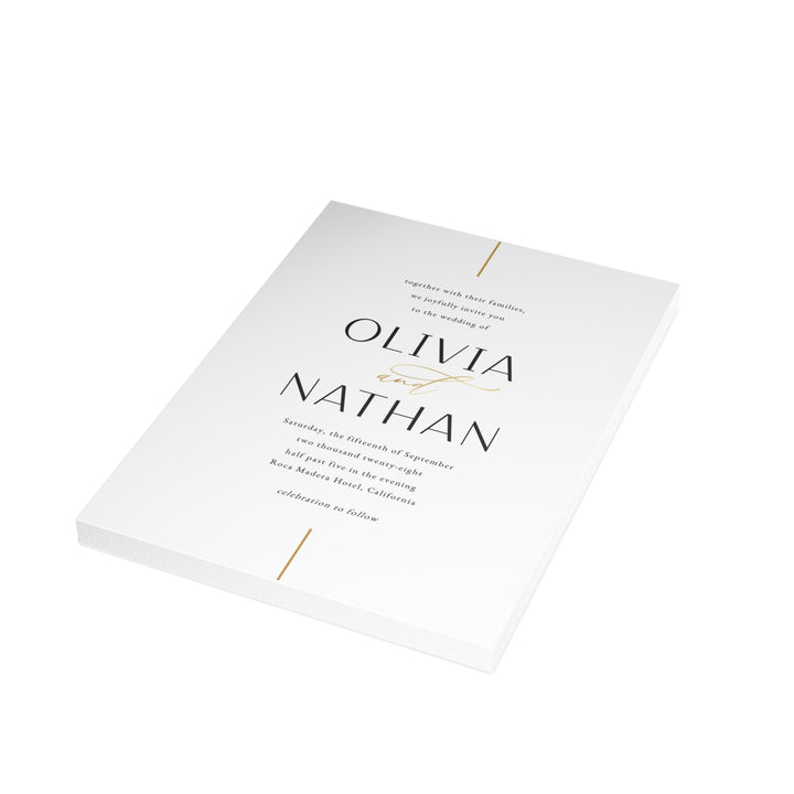 Modern Minimalist Wedding Invitation Cards - Gold Line Elegant -Customizable