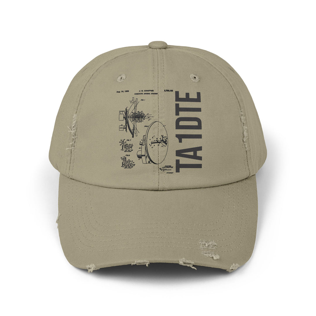Personalized Vintage Ham Radio Distressed Cap | Custom Callsign Antenna Blueprint Hat