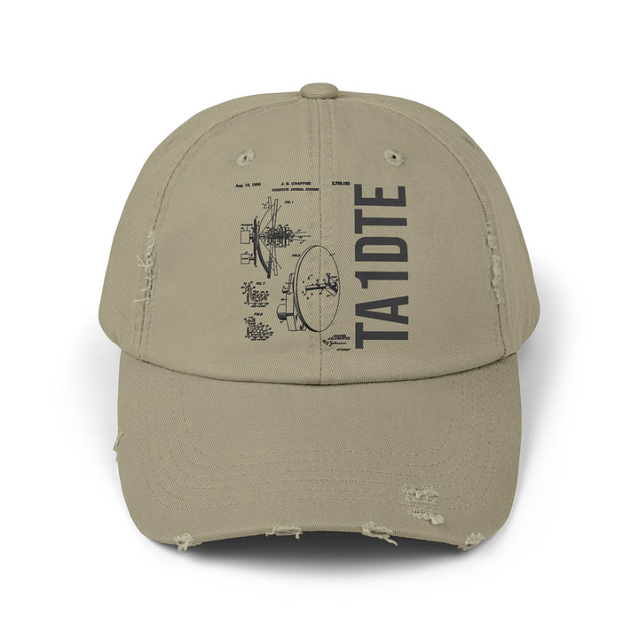 Personalized Vintage Ham Radio Distressed Cap | Custom Callsign Antenna Blueprint Hat