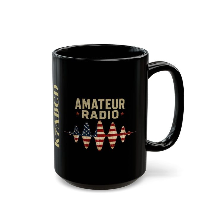 Personalized Patriotic Ham Radio Mug – Custom Callsign Coffee Cup for Amateur Radio Operators