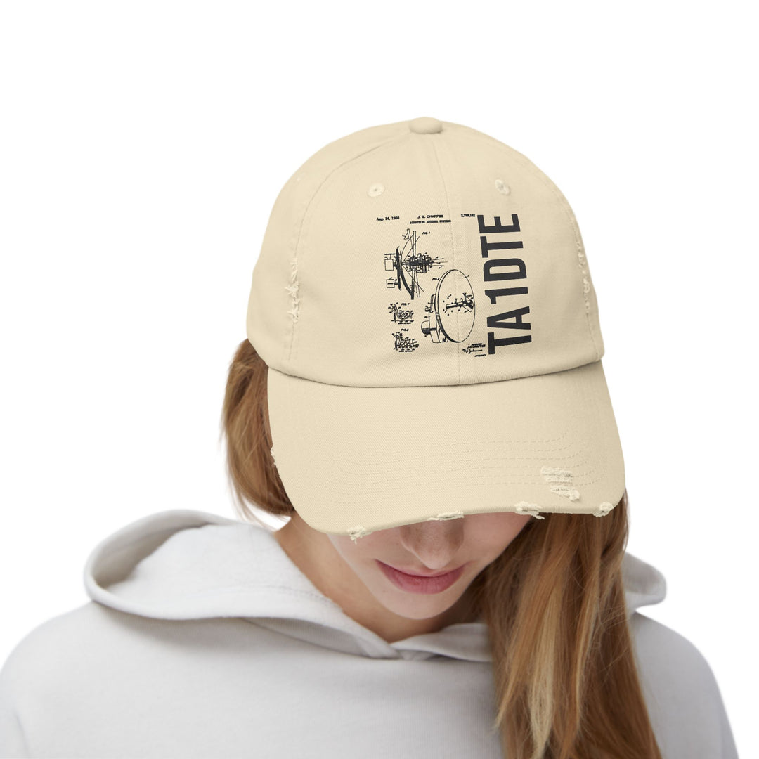 Personalized Vintage Ham Radio Distressed Cap | Custom Callsign Antenna Blueprint Hat