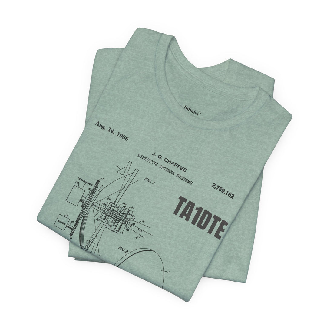 Personalized Ham Radio Antenna Blueprint T-Shirt | Custom Callsign Vintage Engineering Tee