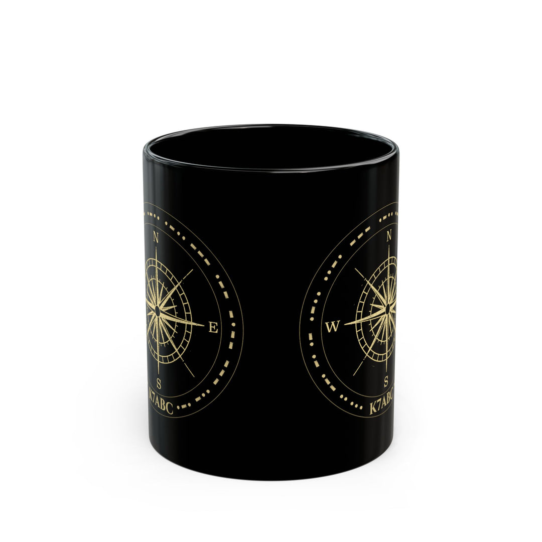 Personalized Morse Code Compass Ham Radio Mug | Custom Callsign Coffee Cup