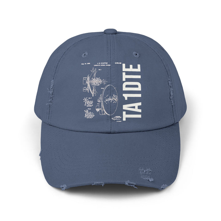 Personalized Vintage Ham Radio Distressed Cap | Custom Callsign Antenna Blueprint Hat