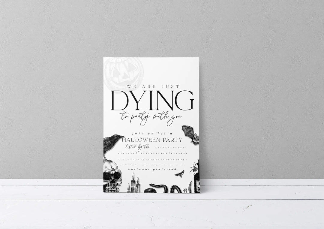 Printable Vintage Halloween Party Invitation Template – Fill in style Skull Invite | Instant Download