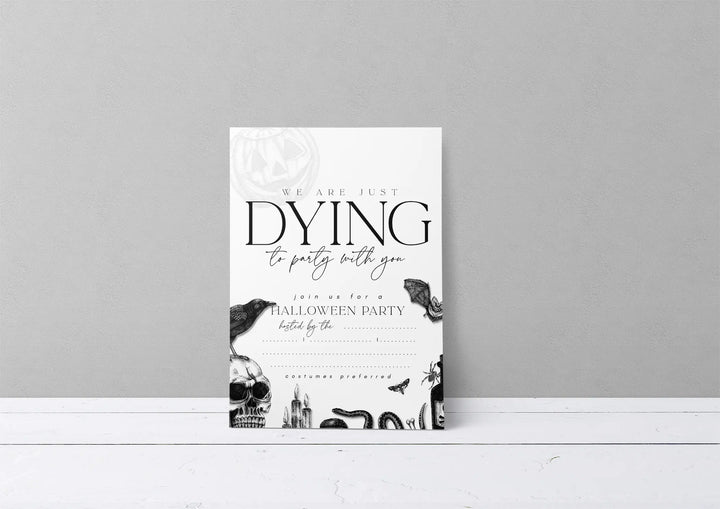 Printable Vintage Halloween Party Invitation Template – Fill in style Skull Invite | Instant Download