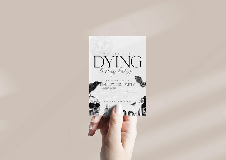 Printable Vintage Halloween Party Invitation Template – Fill in style Skull Invite | Instant Download