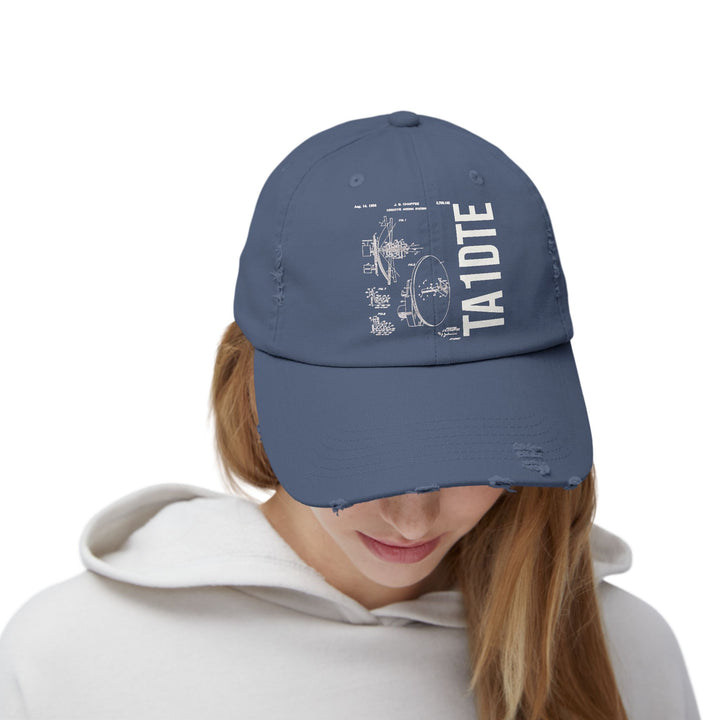 Personalized Vintage Ham Radio Distressed Cap | Custom Callsign Antenna Blueprint Hat