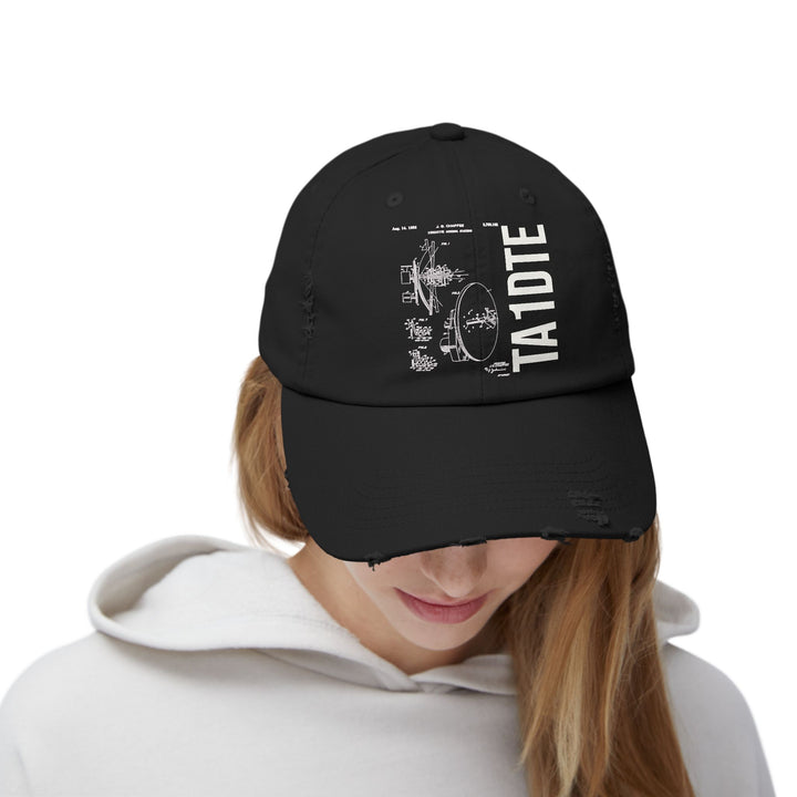 Personalized Vintage Ham Radio Distressed Cap | Custom Callsign Antenna Blueprint Hat