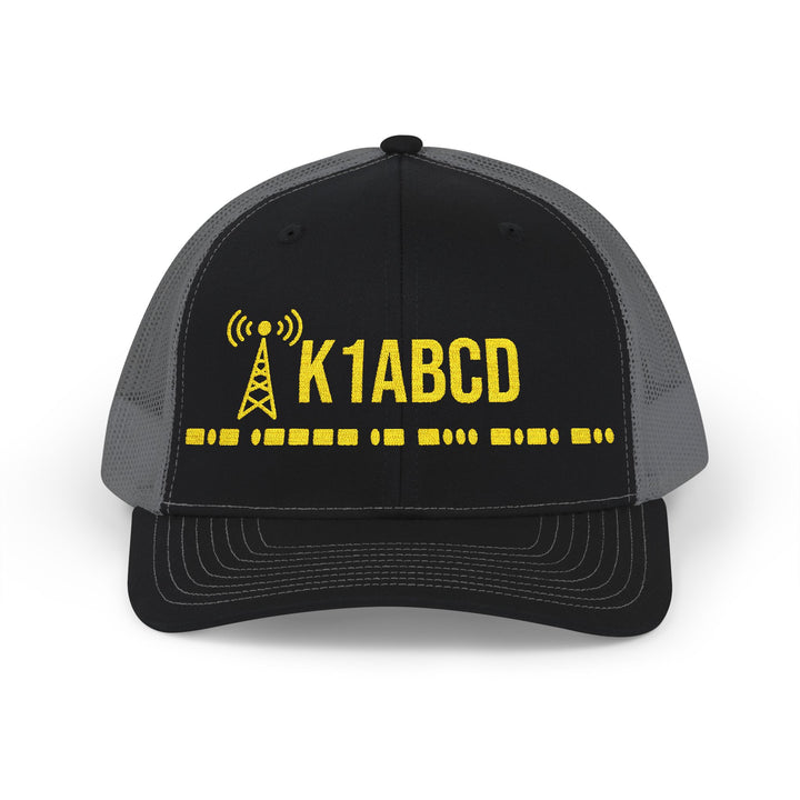 Premium Richardson 112 Ham Radio Trucker Hat with Personalized Callsign &amp; Morse Code Embroidery