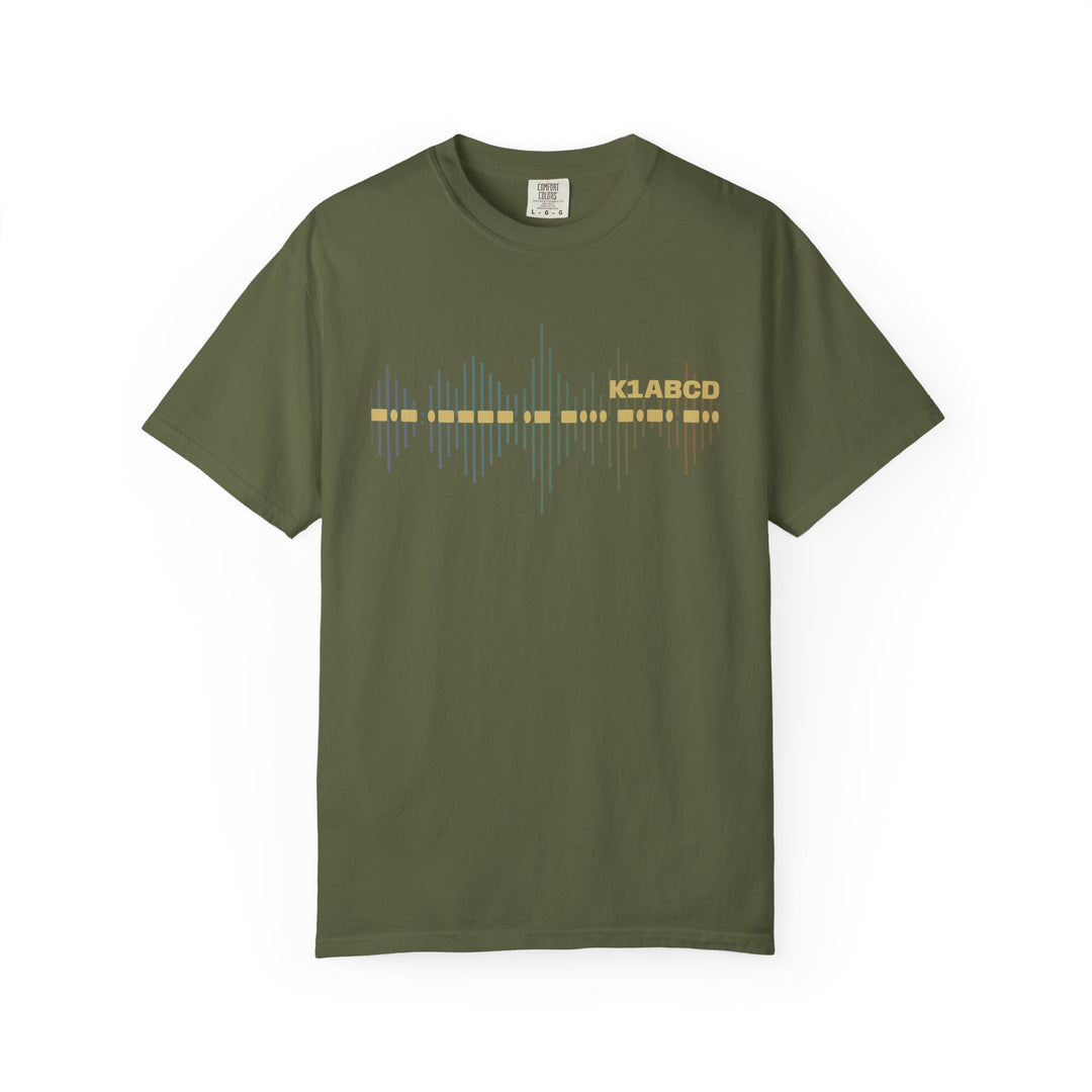 Personalized Morse Code Callsign Waveform T-Shirt for Amateur Radio Operators