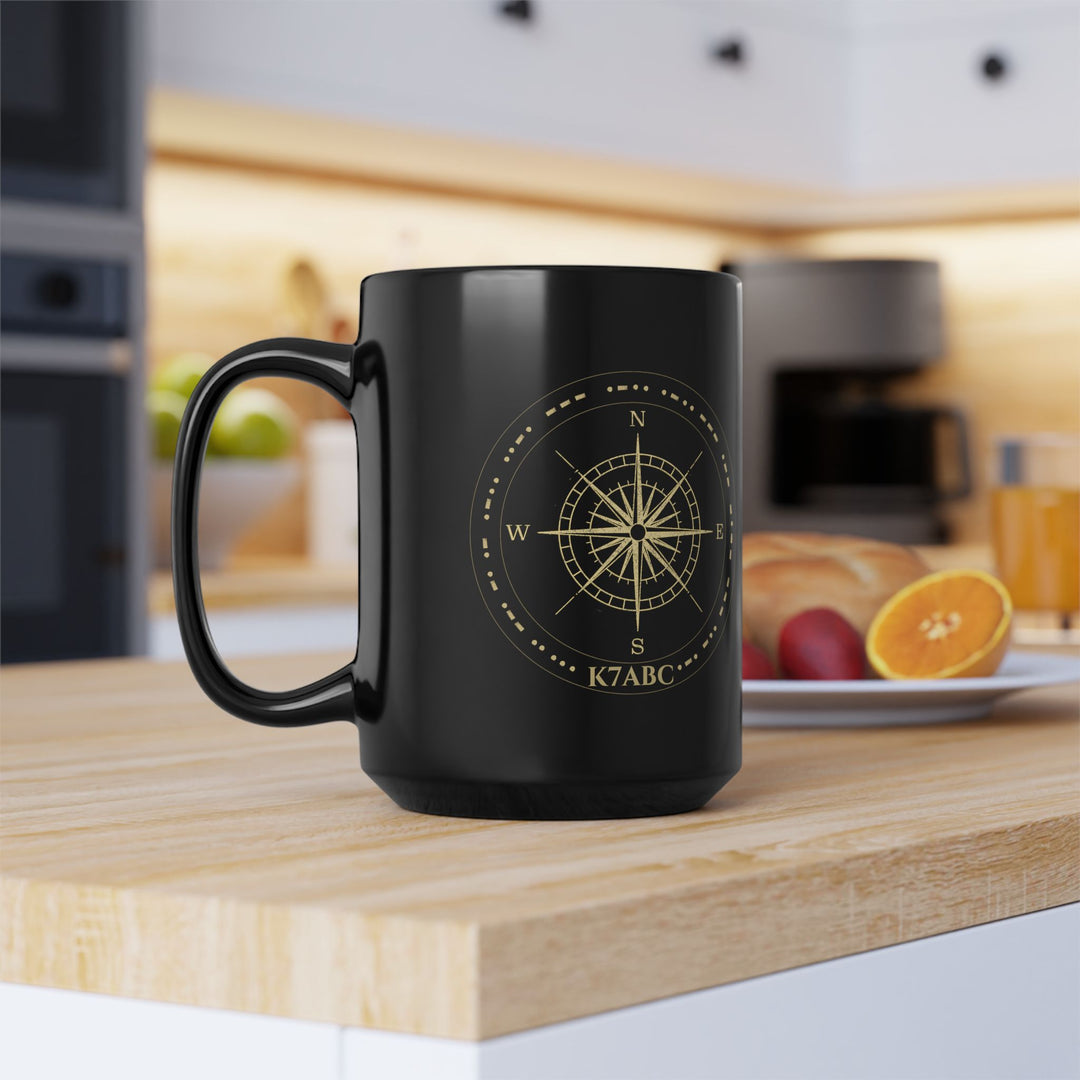 Personalized Morse Code Compass Ham Radio Mug | Custom Callsign Coffee Cup
