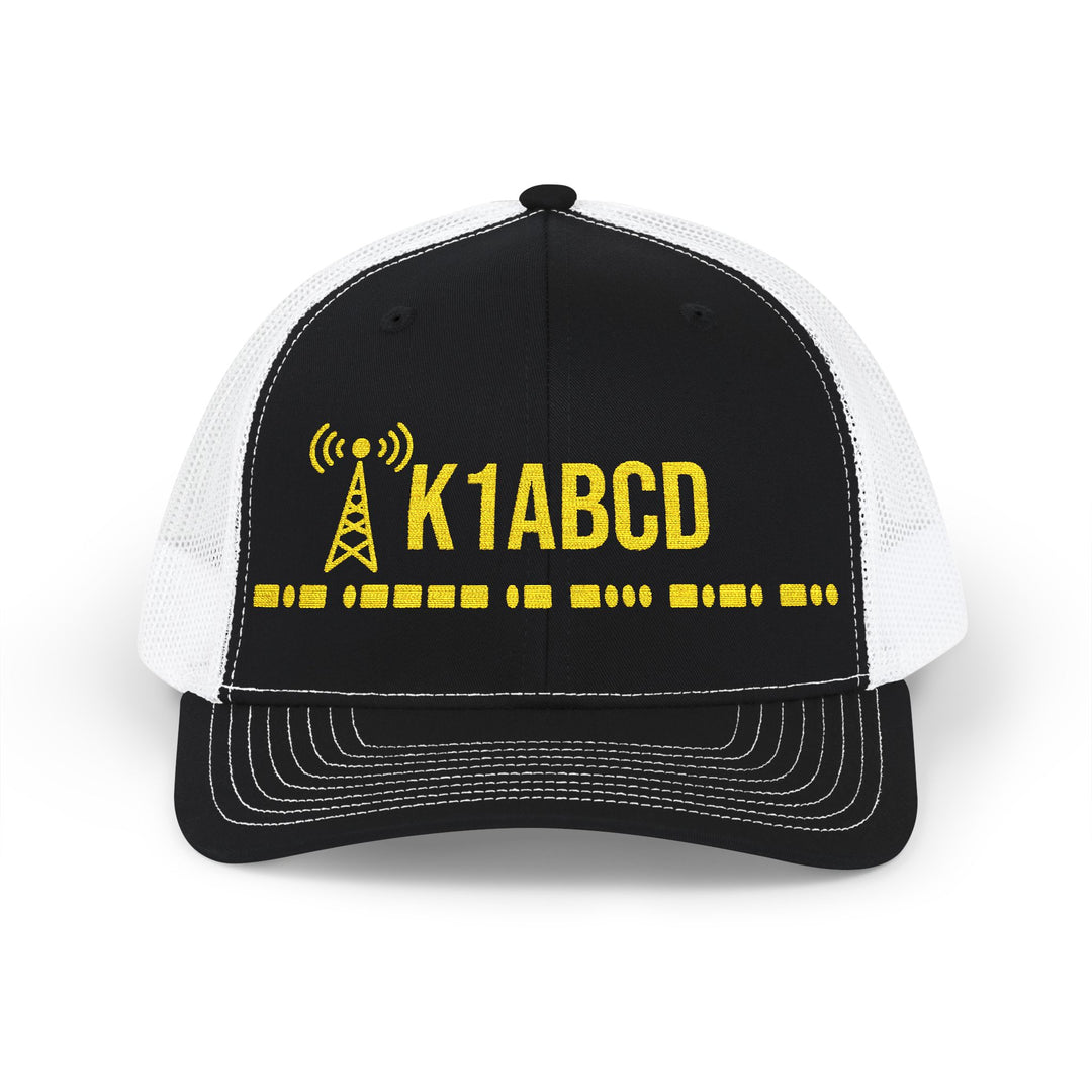 Premium Richardson 112 Ham Radio Trucker Hat with Personalized Callsign &amp; Morse Code Embroidery