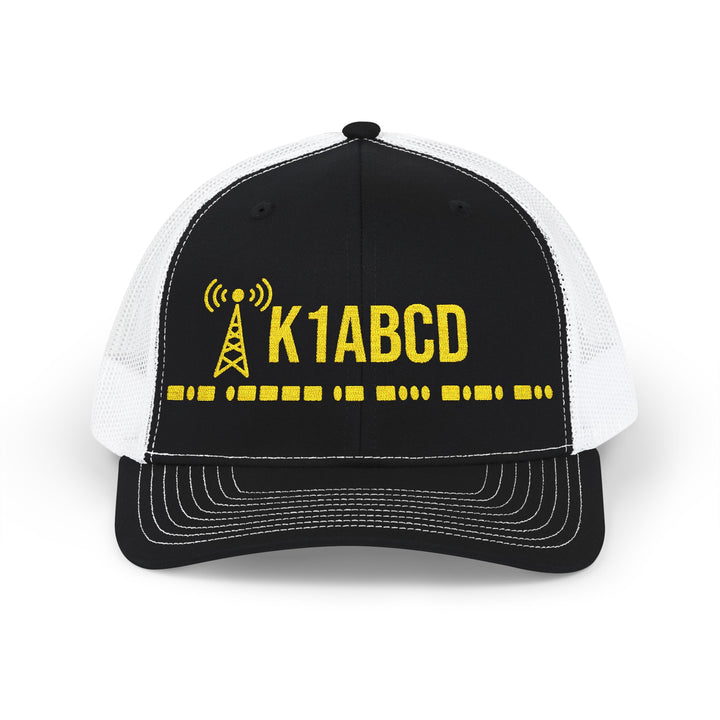 Premium Richardson 112 Ham Radio Trucker Hat with Personalized Callsign &amp; Morse Code Embroidery