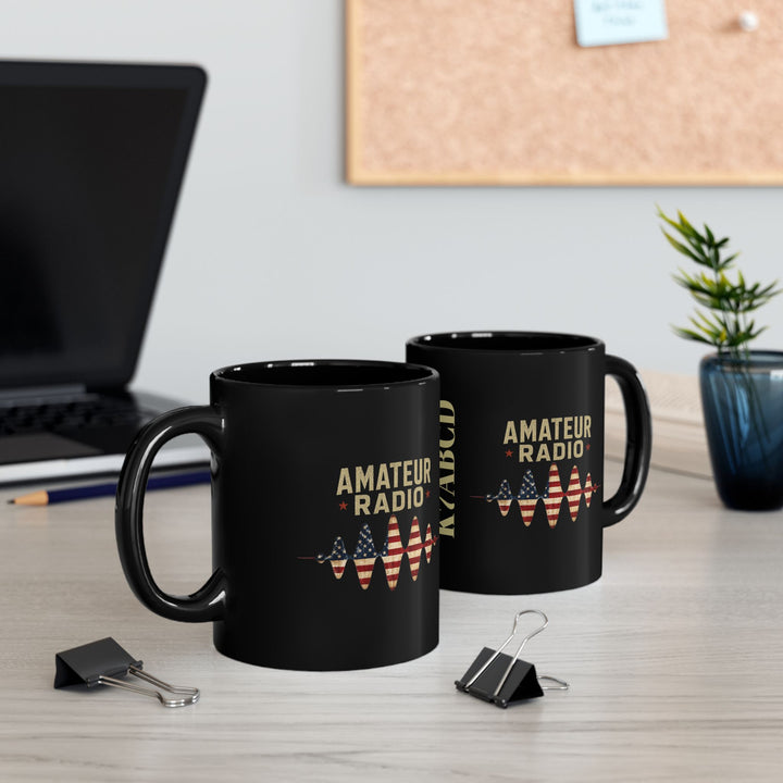 Personalized Patriotic Ham Radio Mug – Custom Callsign Coffee Cup for Amateur Radio Operators