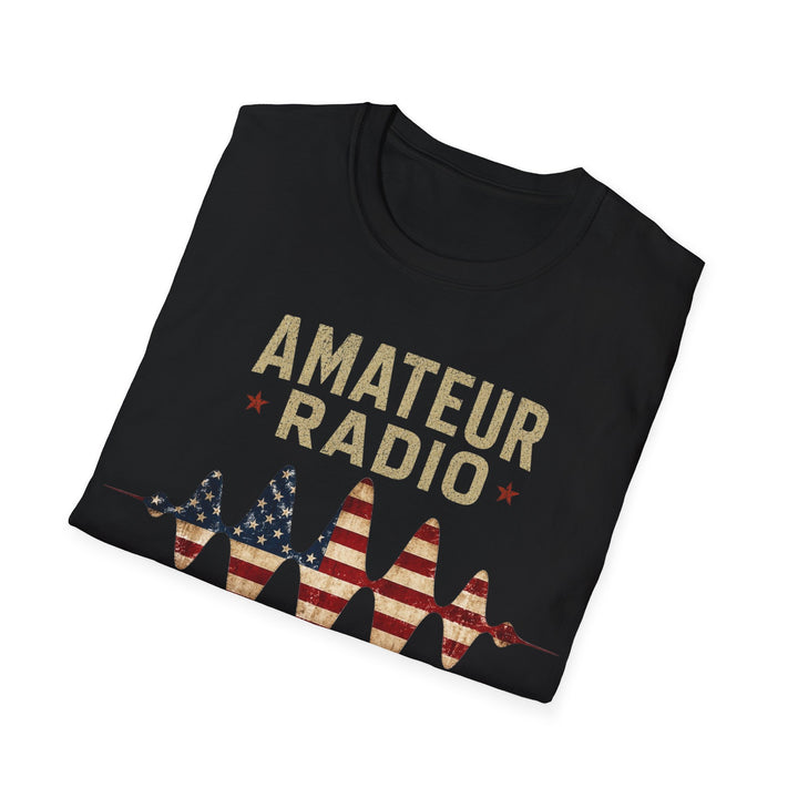 Personalized Ham Radio USA Flag T-Shirt with Custom Callsign | Amateur Radio Shirt