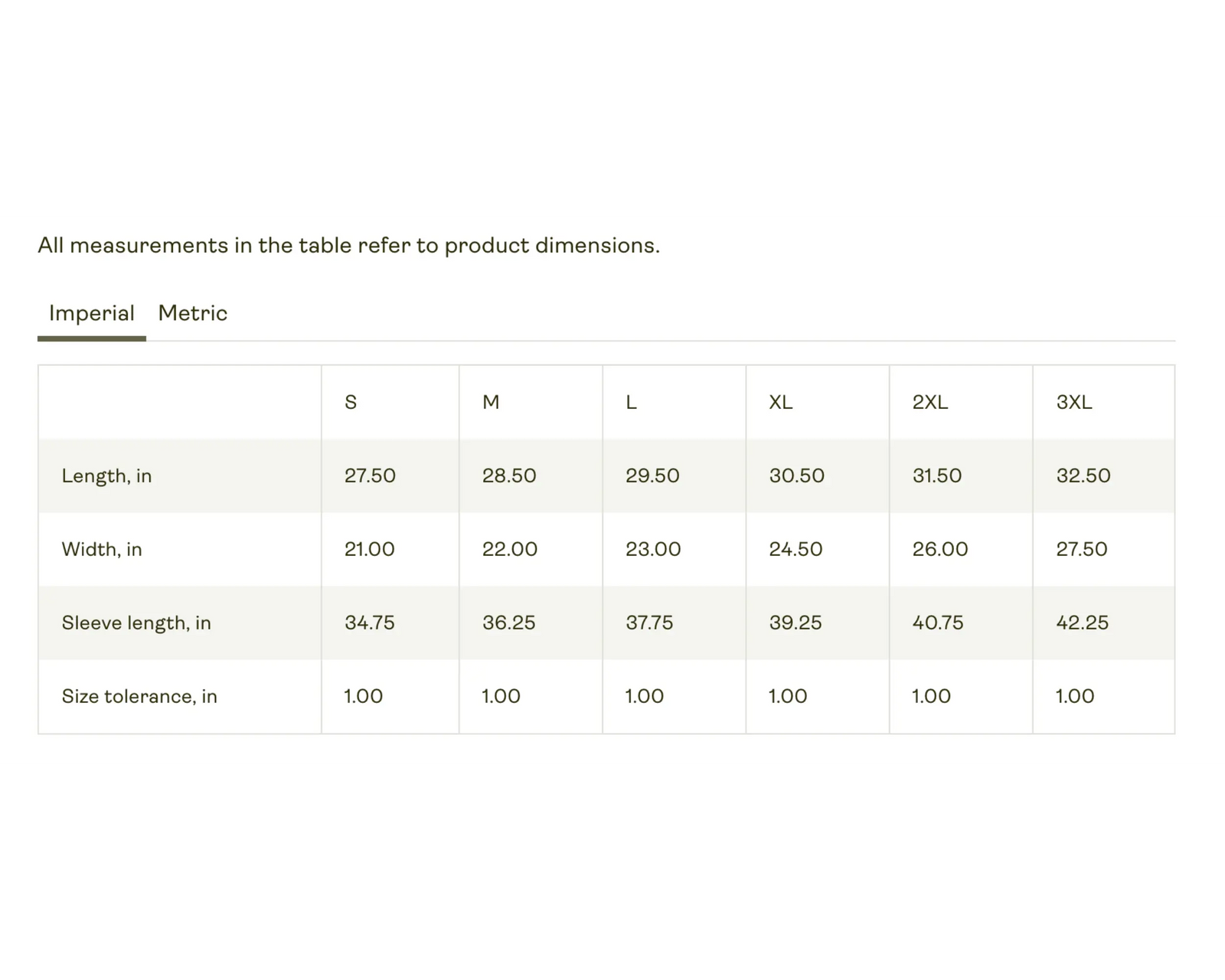Size Chart