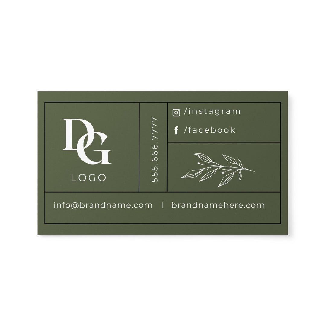 Custom Business Cards – Floral & Initials Logo Design - Front
